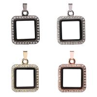 Zinc Alloy Floating Charm Pendant, with Magnet & Glass & Rhinestone,  Square, plated, Unisex 