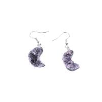 Amethyst Drop Earring, with Zinc Alloy, silver color plated, fashion jewelry purple, 25~40mm 