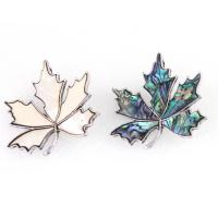 Zinc Alloy Shell Pendants, with Shell, Leaf, can be used as brooch or pendant 44mm 