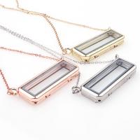 Floating Charm Necklace, Zinc Alloy, with Magnet & Glass, Rectangle, plated Approx 24 Inch 