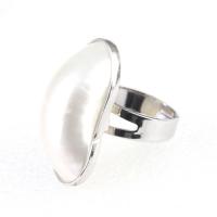 Shell Finger Ring, Zinc Alloy, with White Shell, Adjustable & Unisex, white 