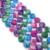Gemischte Achat Perlen, flache Runde, DIY, keine, 25mm, Länge:14.96 ZollInch, verkauft von Strang