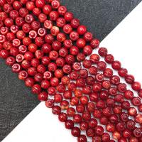 Synthetische Koralle Perle, geschnitzt, DIY, rot, 6mm, Länge:38 cm, verkauft von Strang
