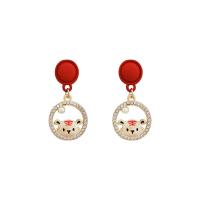 Zinc Alloy Rhinestone Drop Earring, 925 thailand sterling silver post pin, Tiger, painted, fashion jewelry & high quality plated & for woman & with rhinestone 