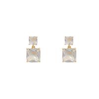 Cubic Zircon Brass Earring, real gold plated, fashion jewelry & for woman & with cubic zirconia, golden 