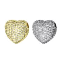 Cubic Zirconia Micro Pave Brass Beads, Heart, plated, micro pave cubic zirconia Approx 3mm 