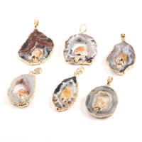 Ice Quartz Agate Pendants, Stainless Steel, with Ice Quartz Agate, mixed colors 