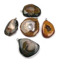 Agate Stainless Steel Pendants, with Agate, natural, mixed colors, 25x45- 