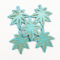 Natural Turquoise Pendants, Maple Leaf, Unisex, green Approx 