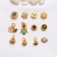 Enamel Brass Beads, with Resin, gold color plated, DIY, mixed colors 