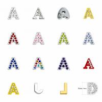 Zinc Alloy Slide Charm, Alphabet Letter, plated, DIY & with rhinestone 8mm 