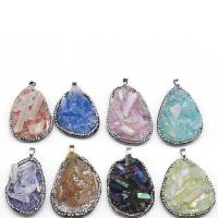 Natural Quartz Pendants, with Zinc Alloy, plated, fashion jewelry & with rhinestone 41-55mm,30-40mm 