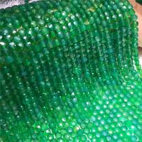 Abalorios de Ágata Verde, Cuadrado, Bricolaje & facetas, verde, 4.5x5mm, longitud:38 cm, Vendido por Sarta