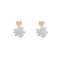 Cubic Zircon Brass Earring, 925 thailand sterling silver post pin, real gold plated, fashion jewelry & for woman & with cubic zirconia, golden 