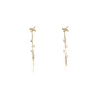 Cubic Zircon Brass Earring, 925 thailand sterling silver post pin, real gold plated, fashion jewelry & for woman & with cubic zirconia, golden 