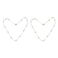 Natural Freshwater Pearl Necklace, Stainless Steel, with Plastic Pearl, plated, for woman 4*4mm,6*6mm Approx 17.6 Inch 