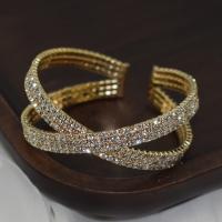 Iron Cuff Bangle, plated, fashion jewelry & with rhinestone 25mm, Inner Approx 52mm 