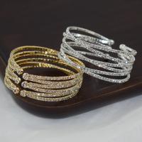 Bracelets manchette de fer , Placage, bijoux de mode & avec strass, plus de couleurs à choisir, 25mm, Diamètre inté Environ 59mm, Vendu par PC