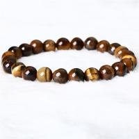 Bracelets en pierres oeil de tigre, Rond, unisexe & normes différentes pour le choix, brun cm, Vendu par brin