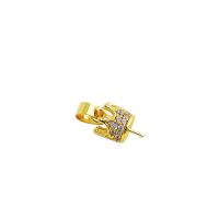 Brass Peg Bail, Crown, 18K gold plated, DIY & micro pave cubic zirconia 0.7mm 