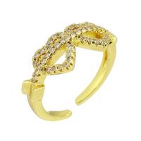 Brass Cuff Finger Ring, gold color plated, Adjustable & micro pave cubic zirconia, US Ring 