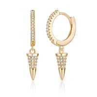 Brass Huggie Hoop Drop Earring, micro pave cubic zirconia & for woman 