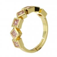 Brass Open Finger Ring, Adjustable & fashion jewelry & micro pave cubic zirconia & for woman, golden 