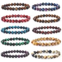 Bracelets en pierres oeil de tigre, Rond, poli, unisexe, plus de couleurs à choisir, 8mm Environ 7.48 pouce, Vendu par PC