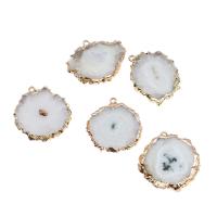 Agate Brass Pendants, with Agate, white 