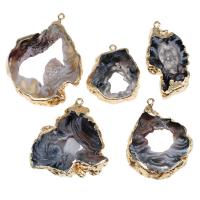 Agate Brass Pendants, with Agate, mixed colors 