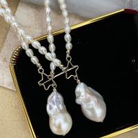 Natural Freshwater Pearl Necklace, with 14K Gold, high quality plated, fashion jewelry, white .72 Inch 