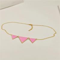 Resin Zinc Alloy Necklace, with Resin, with 1.97Inch extender chain, Triangle, gold color plated, for woman 88x24-34mm Approx 15.75 Inch 