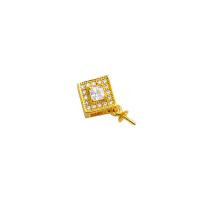 Brass Peg Bail, plated, DIY & micro pave cubic zirconia & hollow 
