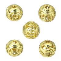Zinc Alloy Hollow Beads, Round, real gold plated Approx 3mm 