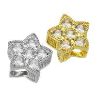 Cubic Zirconia Micro Pave Brass Beads, Star, real gold plated, micro pave cubic zirconia Approx 4mm 