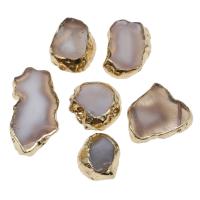 Perles agates grises naturelles, laiton, avec Agate, Irrégulière, DIY, couleurs mélangées Vendu par PC