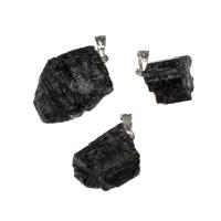 Black Stone Pendants, Brass, with Black Stone, black 