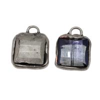 Fashion Iron Pendants, Brass, with Iron, Square, mixed colors 