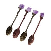 Brass Spoon, with Amethyst, polished 110mm 