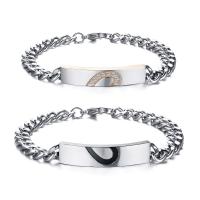 Couple Bracelet, Stainless Steel, plated, Unisex & micro pave cubic zirconia 