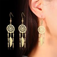 Dream Catcher Earring, Stainless Steel, gold color plated, for woman, 67mm 