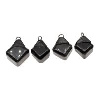 Черный камень подвески, Латунь, с черный камень, Квадратная форма, черный продается PC