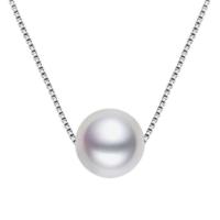 Freshwater Pearl, with 925 Sterling Silver, Round, silver color plated, for woman, white, 8.5-9.5mm Approx 15.75 Inch 