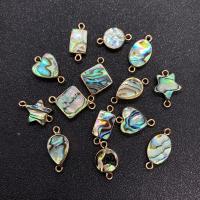 Shell Jewelry Connector, Abalone Shell, with Zinc Alloy, gold color plated, DIY 