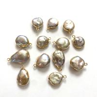 Freshwater Pearl Pendants, with Zinc Alloy, gold color plated, DIY, 10x15- 