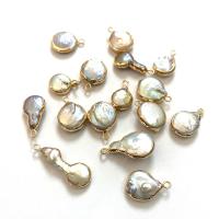 Freshwater Pearl Pendants, with Zinc Alloy, gold color plated, DIY, 8x15- 