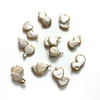 Freshwater Pearl Pendants, with Zinc Alloy, gold color plated, DIY, white, 10x20- 