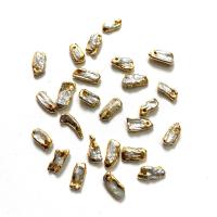 Freshwater Pearl Pendants, with Zinc Alloy, gold color plated, DIY, white, 5x8- 