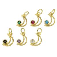 Cubic Zirconia Brass Pendants, Moon, gold color plated, fashion jewelry & DIY & micro pave cubic zirconia & for woman Approx 3mm 