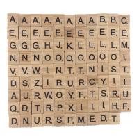 Holz-Alphabet Perlen, Kiefer, Quadrat, Buchstaben sind von A bis Z, 20x18x5mm, ca. 100PCs/Tasche, verkauft von Tasche